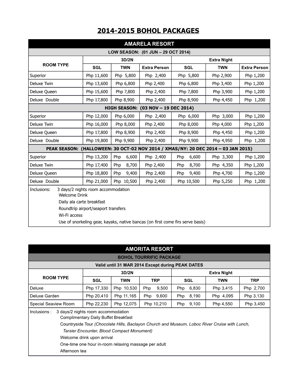 All Rates Subject to Change Without Prior Notice