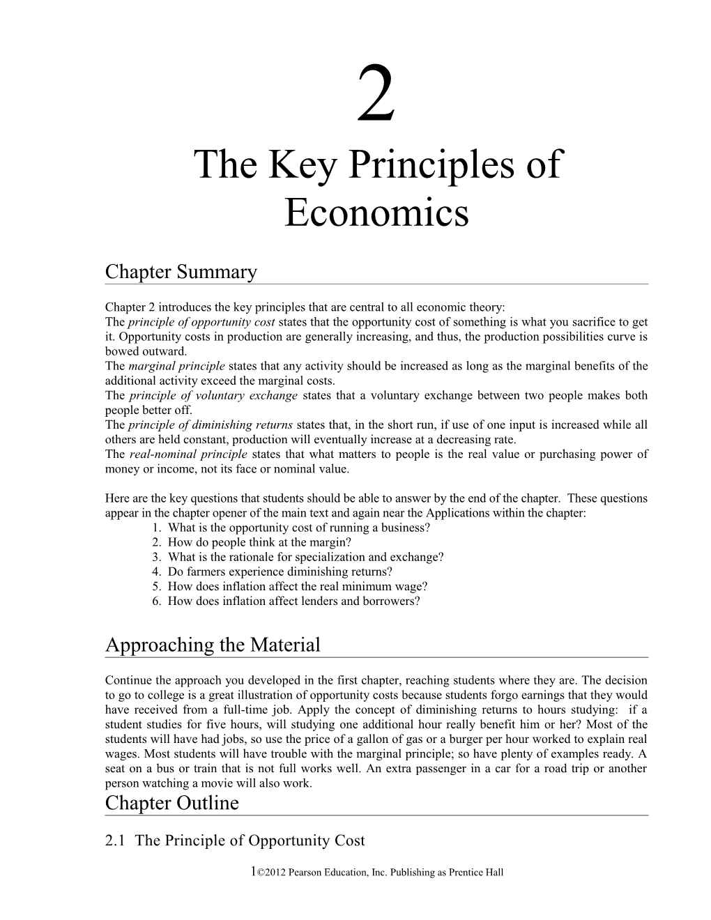 Chapter 2: the Key Principles of Economics 23