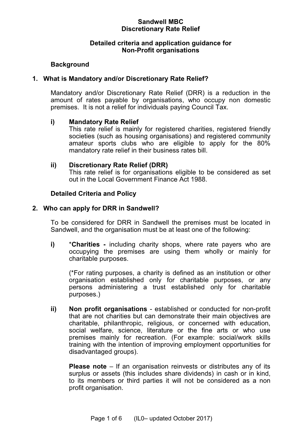 Discretionary Rate Relief