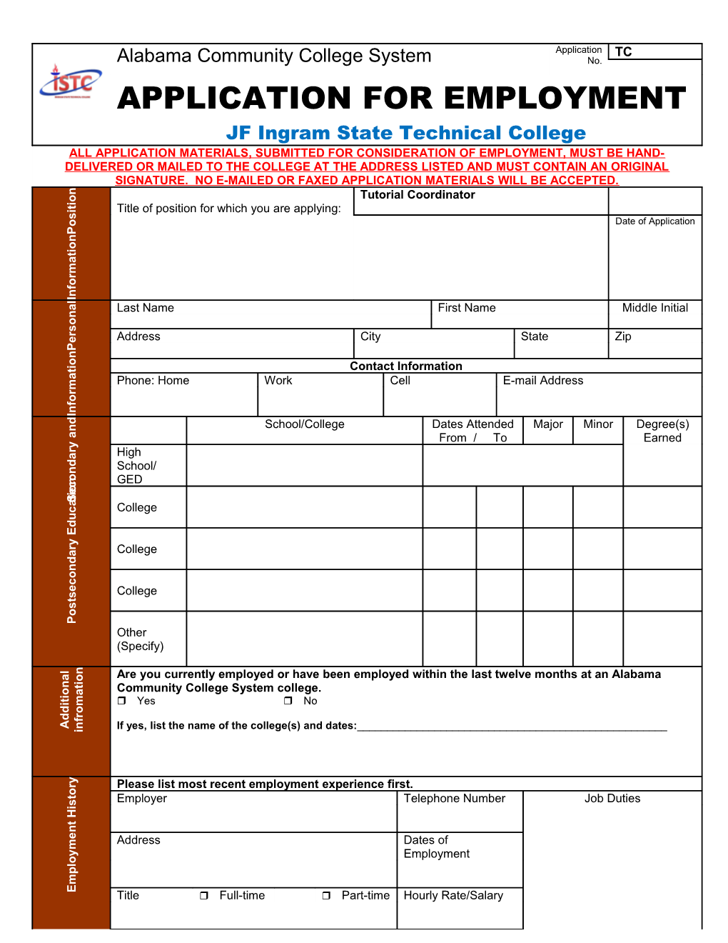 Are You a Member of the Alabamacommunity College System Applicant Pool? Yes No