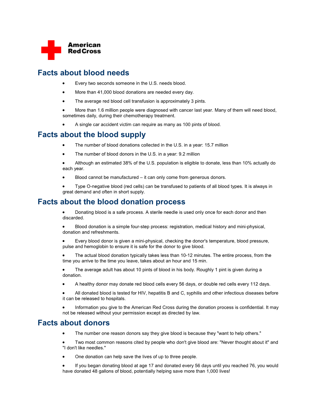 Facts About Blood Needs