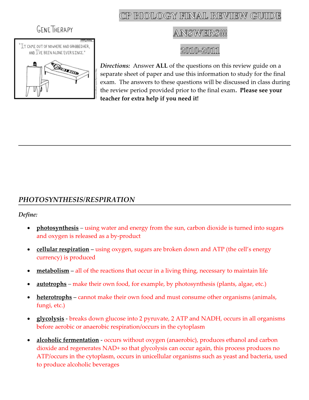 Photosynthesis/Respiration