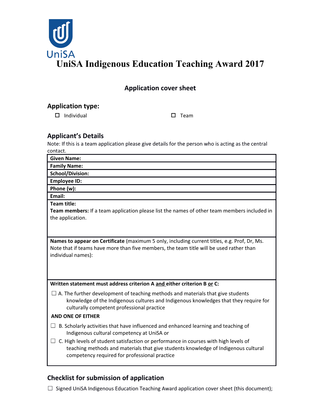 Unisa Teaching Awards Guide to University Teaching Awards