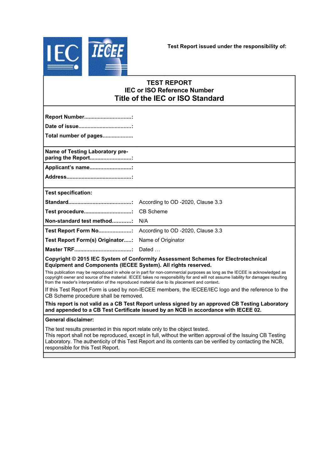 Iec Test Report Form Template