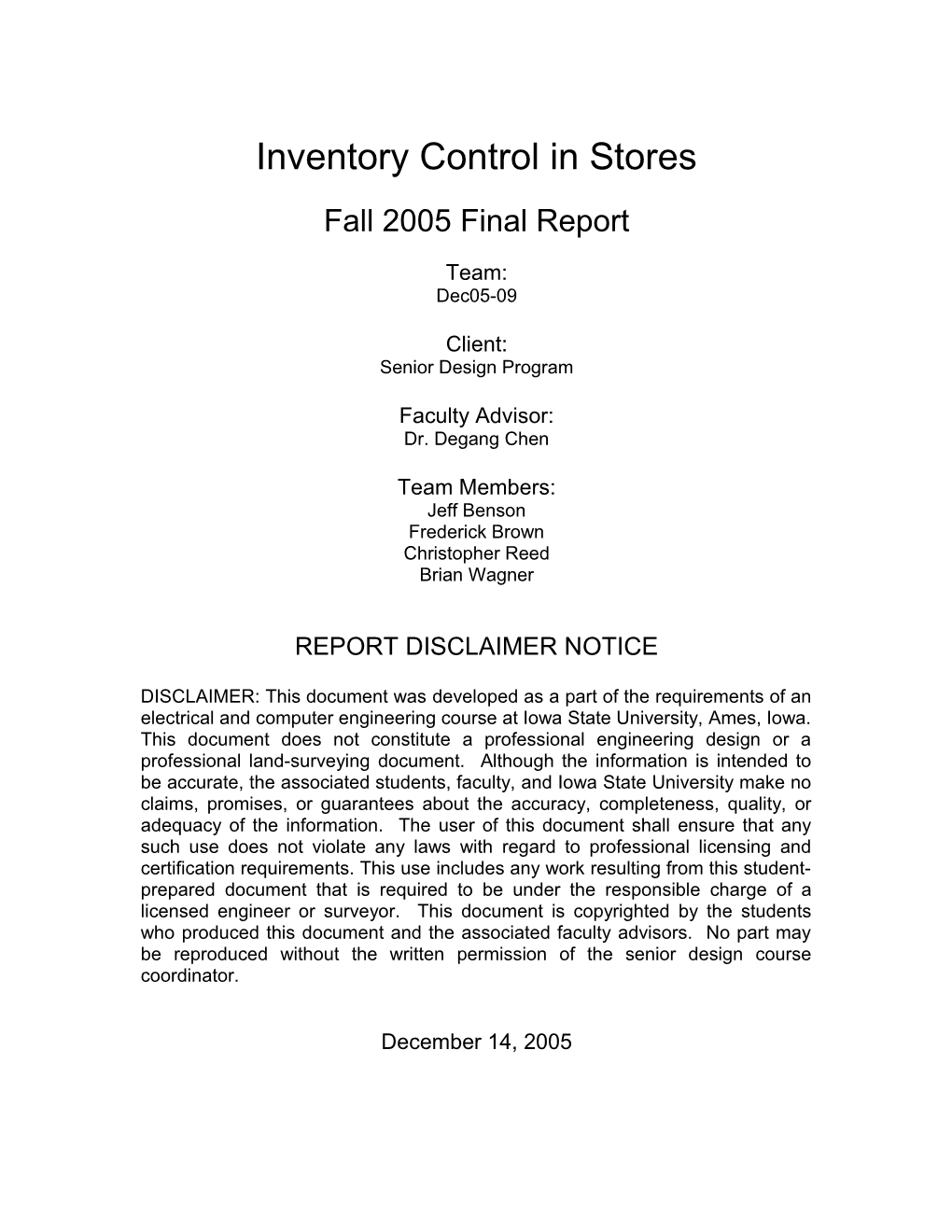 Inventory Control in Stores