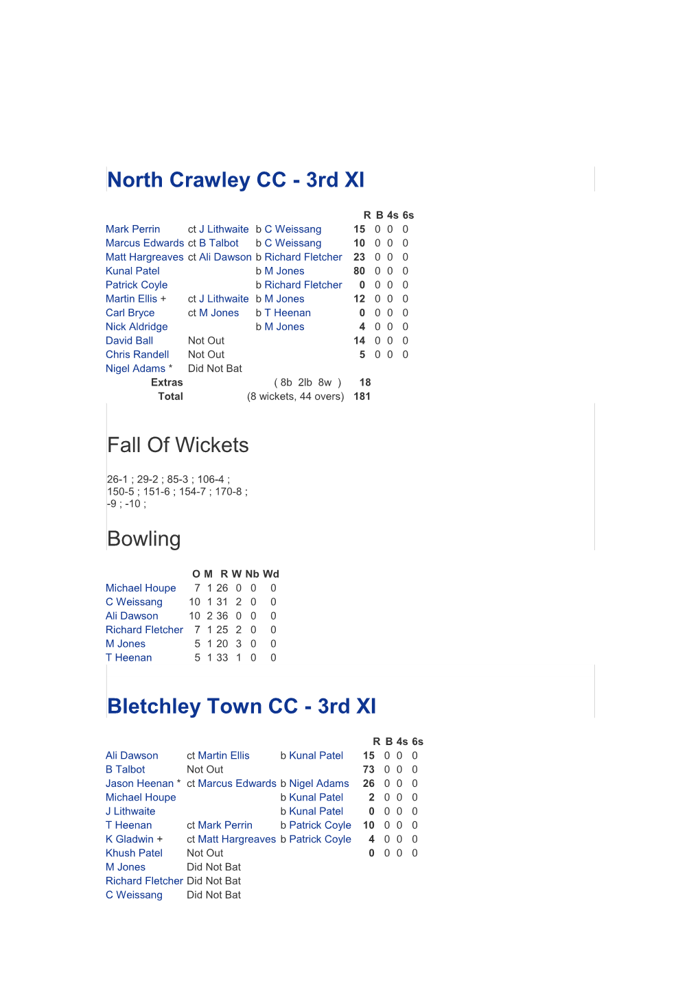 North Crawley CC - 3Rd XI