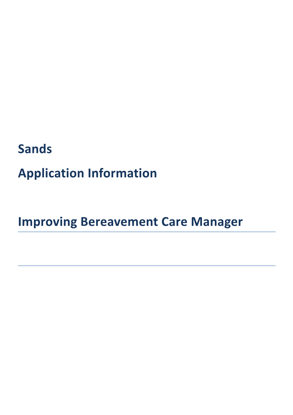 Improving Bereavement Care Manager