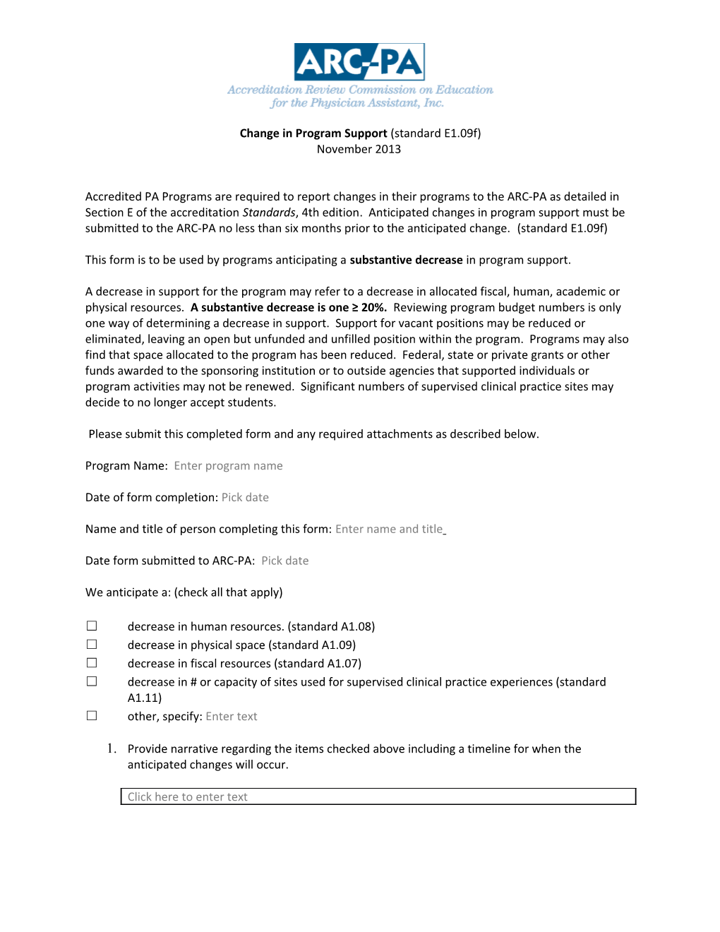 Program Change Form: Sponsorship Standards 4Th Edition Page 2