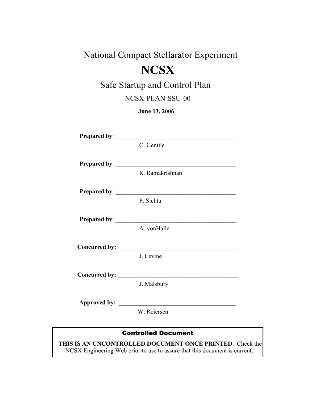 NSTX Documentation & Records Plan