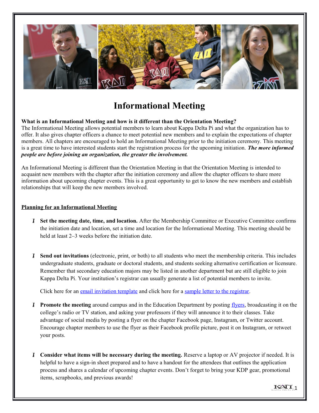 What Is an Informational Meeting and How Is It Different Than the Orientation Meeting?