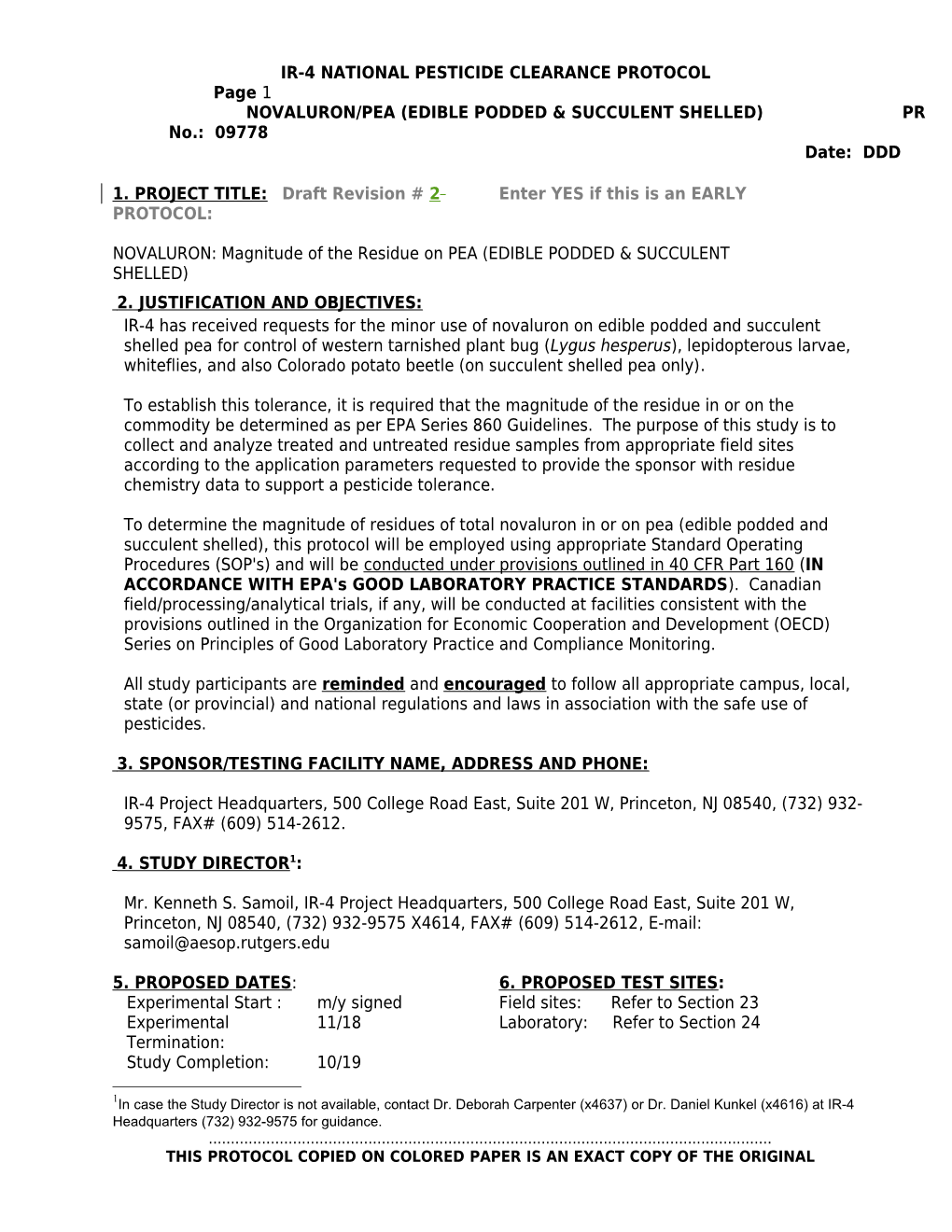 Protocol Template Annual Crops