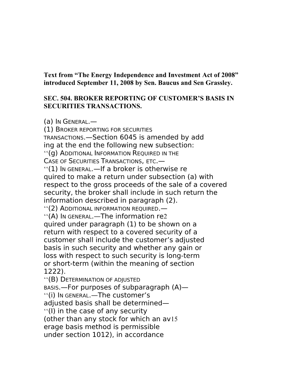 Sec. 504. Broker Reporting of Customer S Basis In