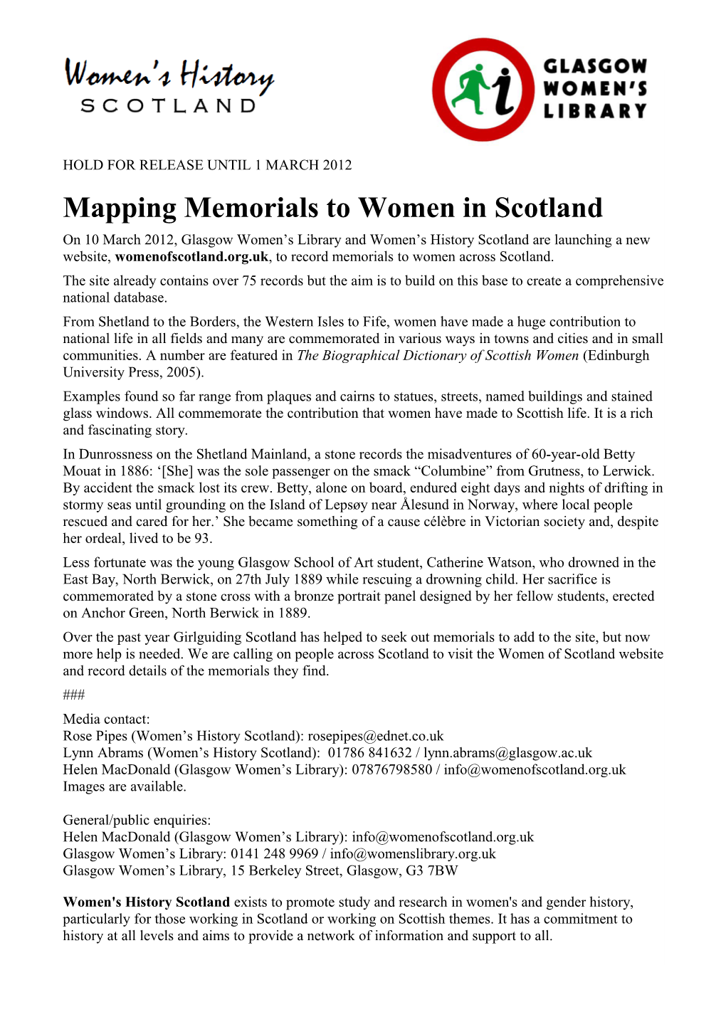 Memorials to Scottish Women