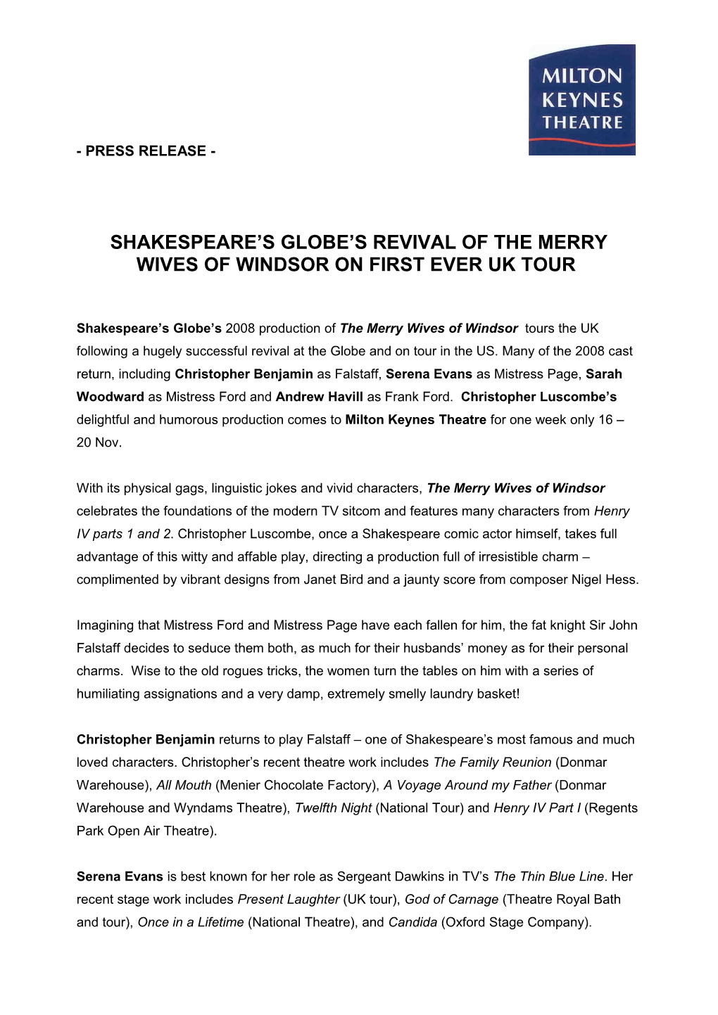 Shakespeare S Globe S Revival of the Merry Wives of Windsor on First Ever Uk Tour