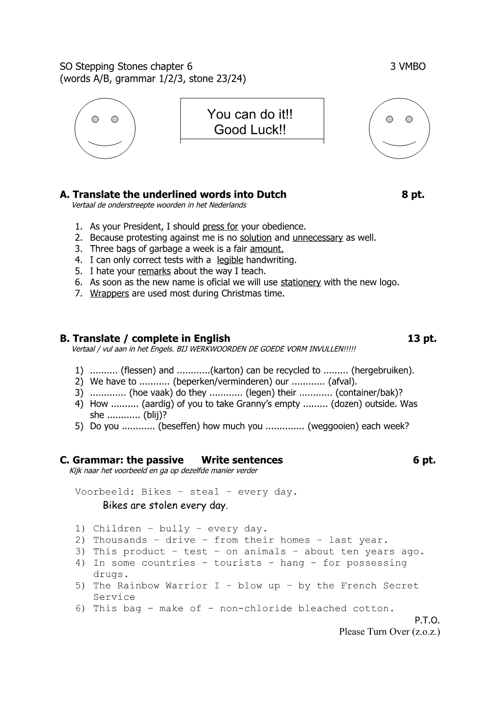 SO Stepping Stones Chapter 6, Words B Grammar 2 and Stone 24