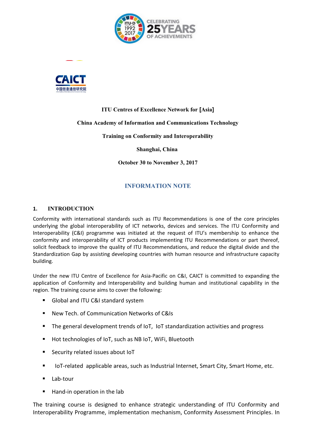 Global and ITU C&I Standard System