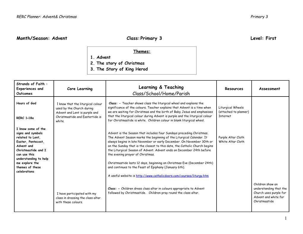 Month/Season:Adventclass:Primary 3Level:First