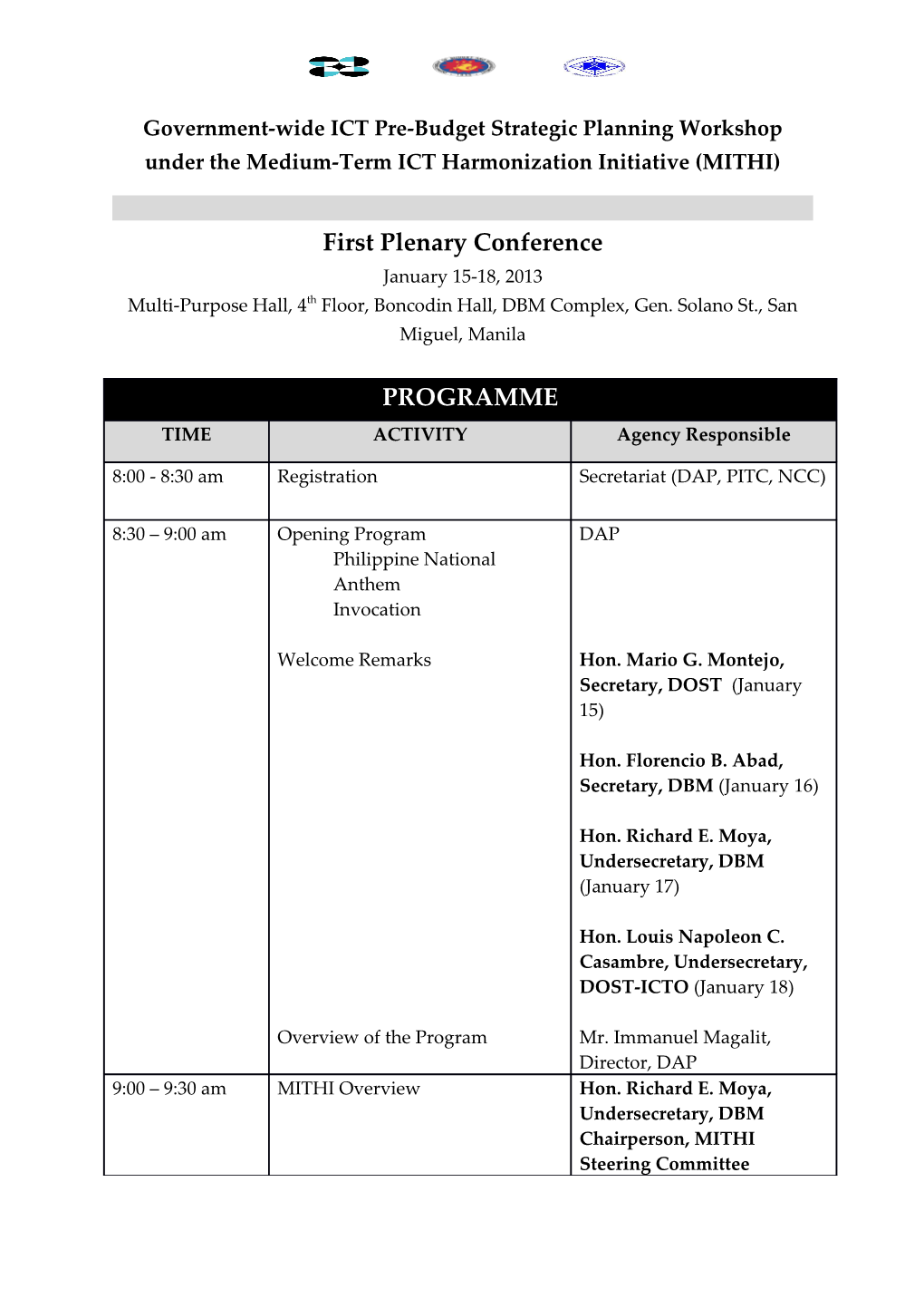 Government-Wide ICT Pre-Budget Strategic Planning Workshop Under the Medium-Term ICT