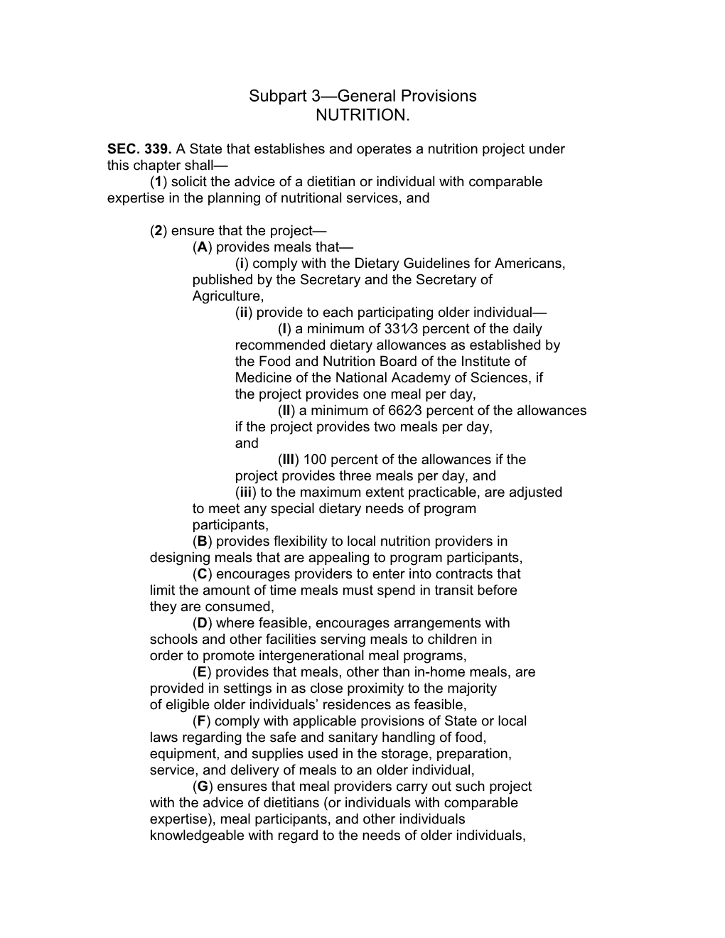 Subpart 3 General Provisions