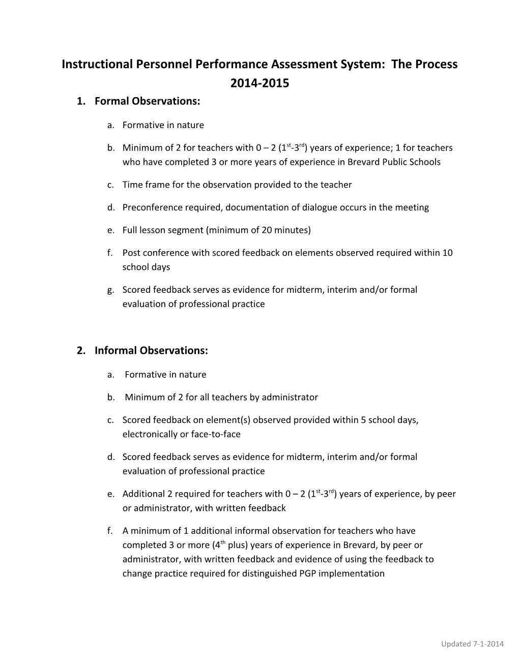 Instructional Personnel Performance Assessment System: the Process