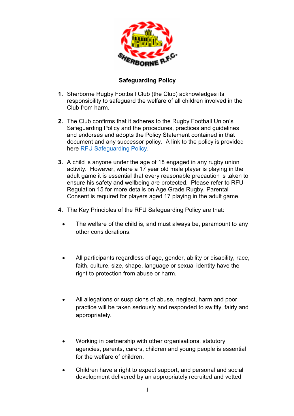 Club Safeguarding Policy Template
