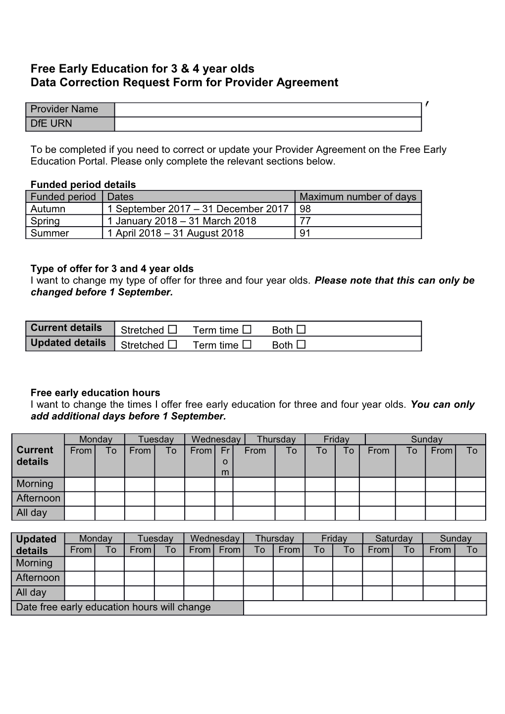 Data Correction Request Form for Provider Agreement