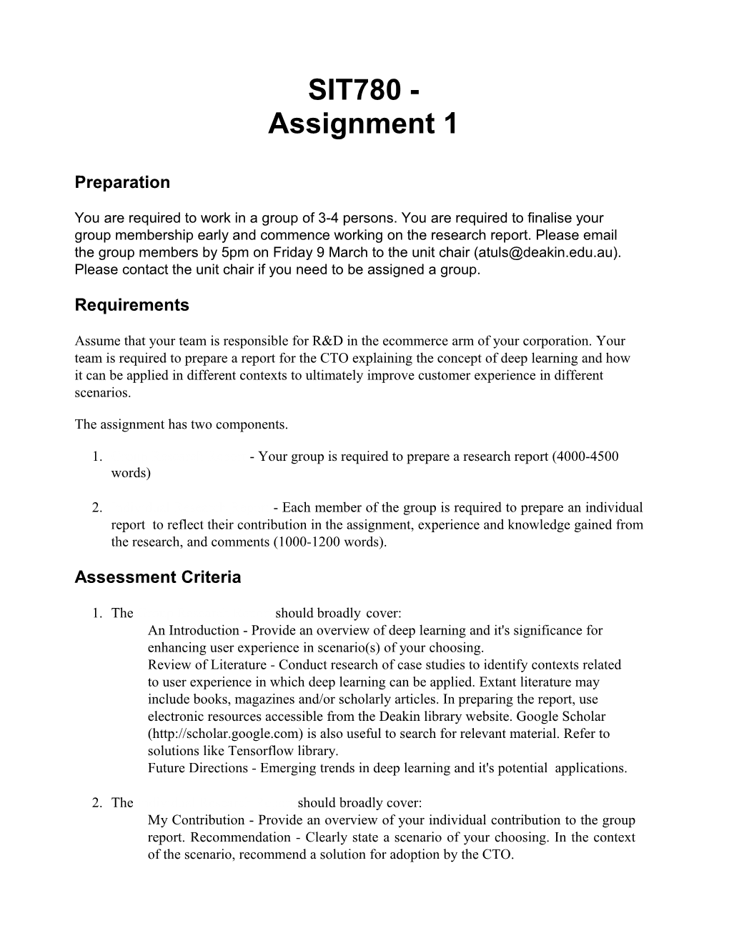 The Assignment Has Two Components