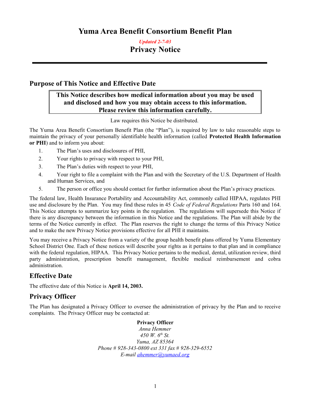135894V1 - Phoenix Generic HIPAA Notice of Privacy Practice