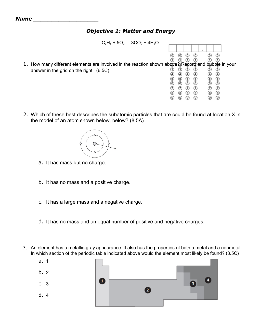 Objective 1: Matter and Energy