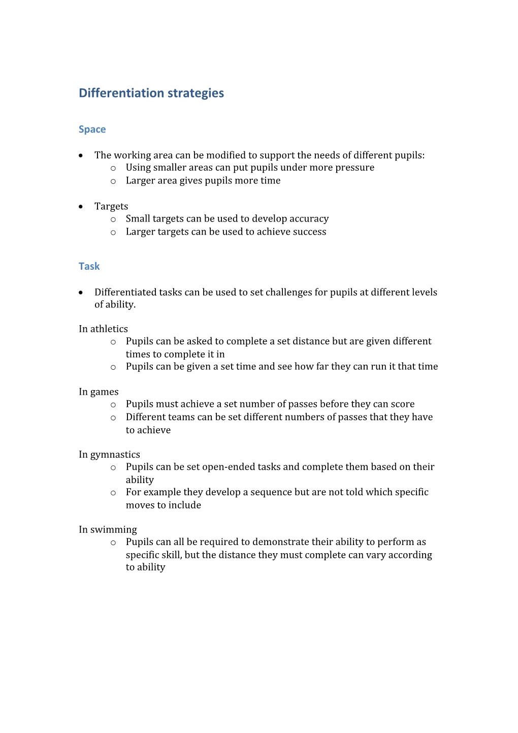 Differentiation Strategies