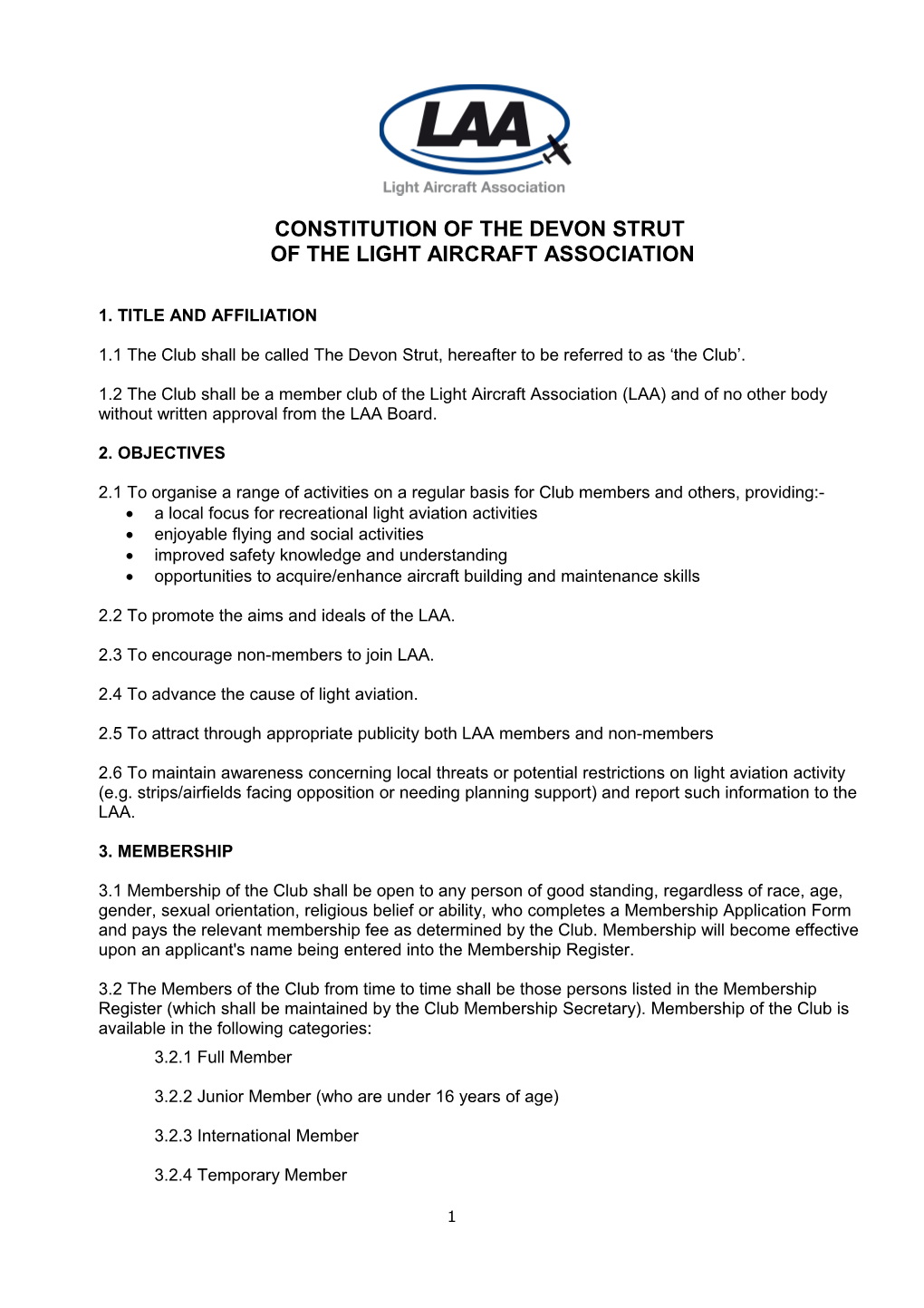 Constitution of the Devon Strut
