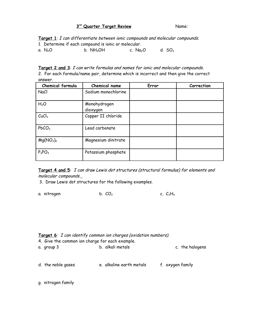 3Rd Quarter Target Review