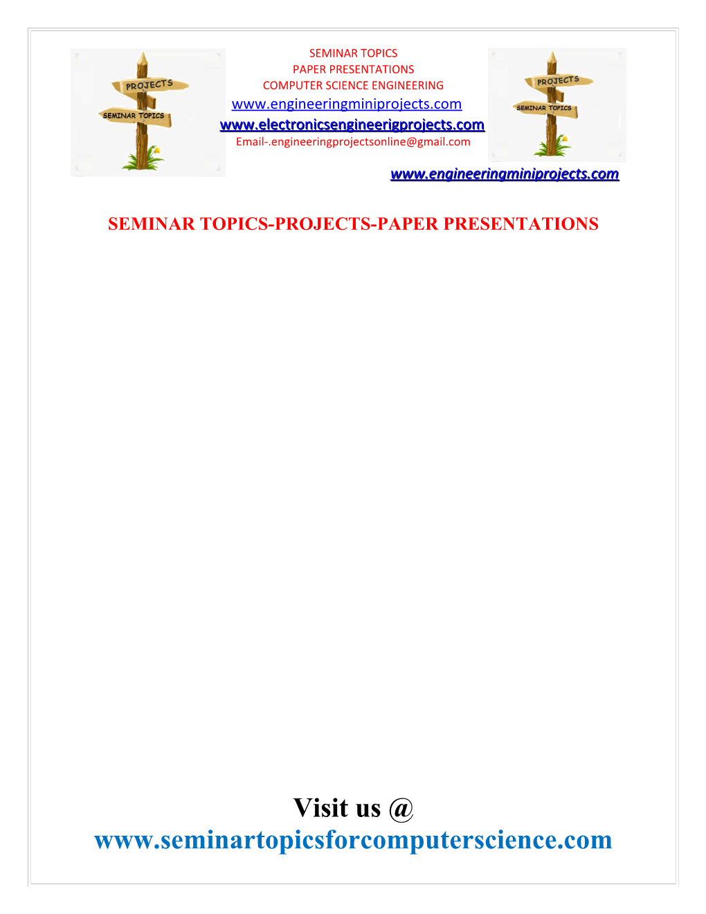 Seminar Topics-Projects-Paper Presentations