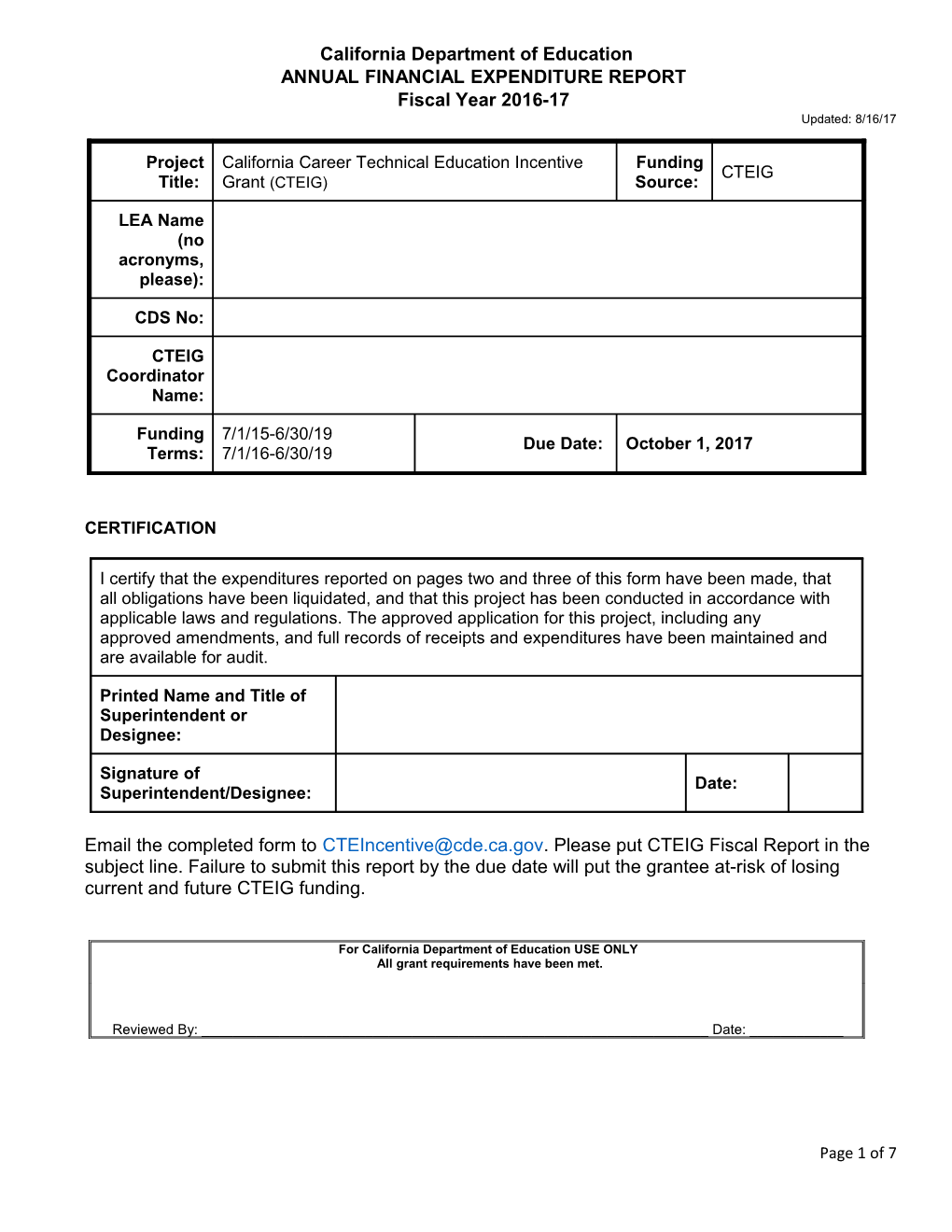 CTEIG Annual Financial Expenditure Report - Perkins (CA Dept of Education) s1