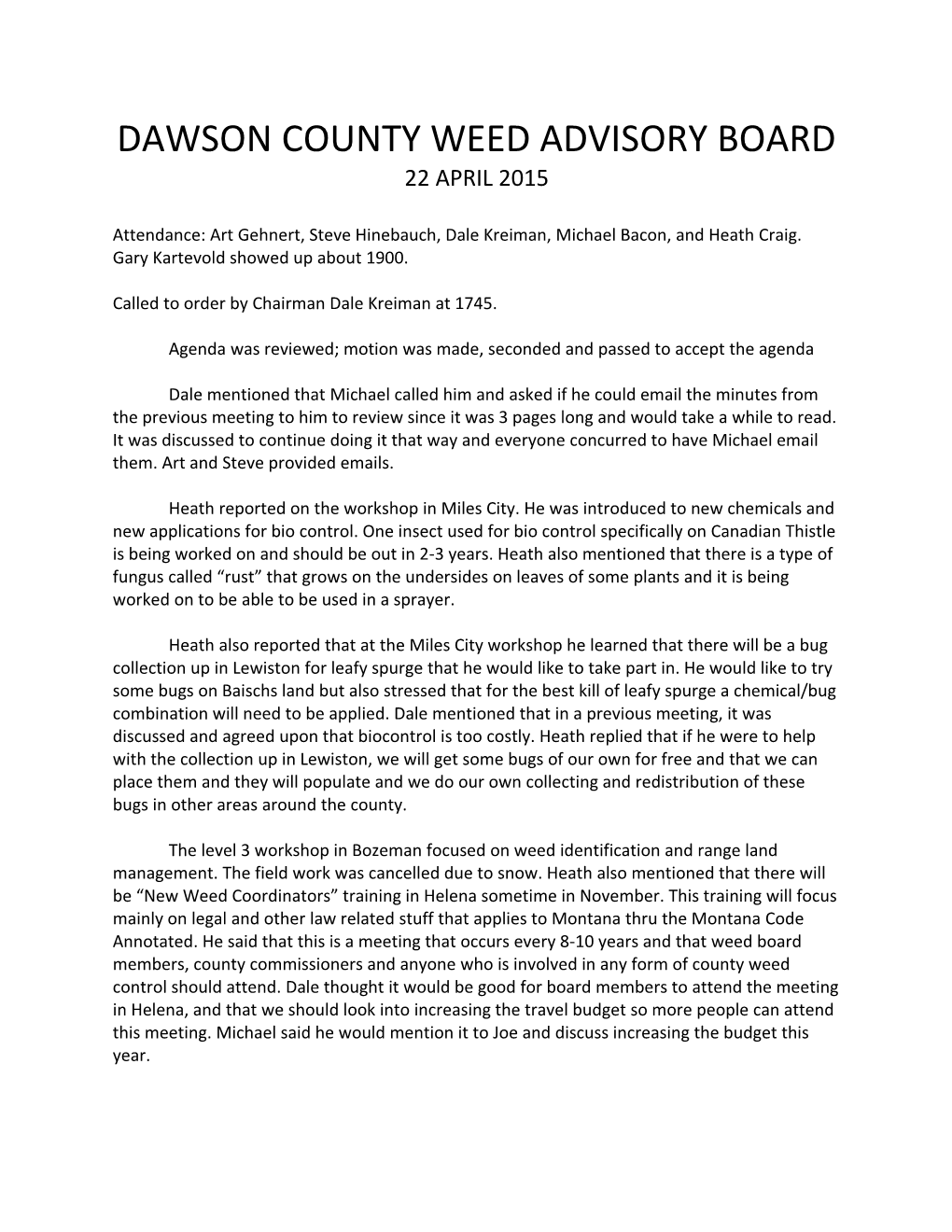 Dawson County Weed Advisory Board