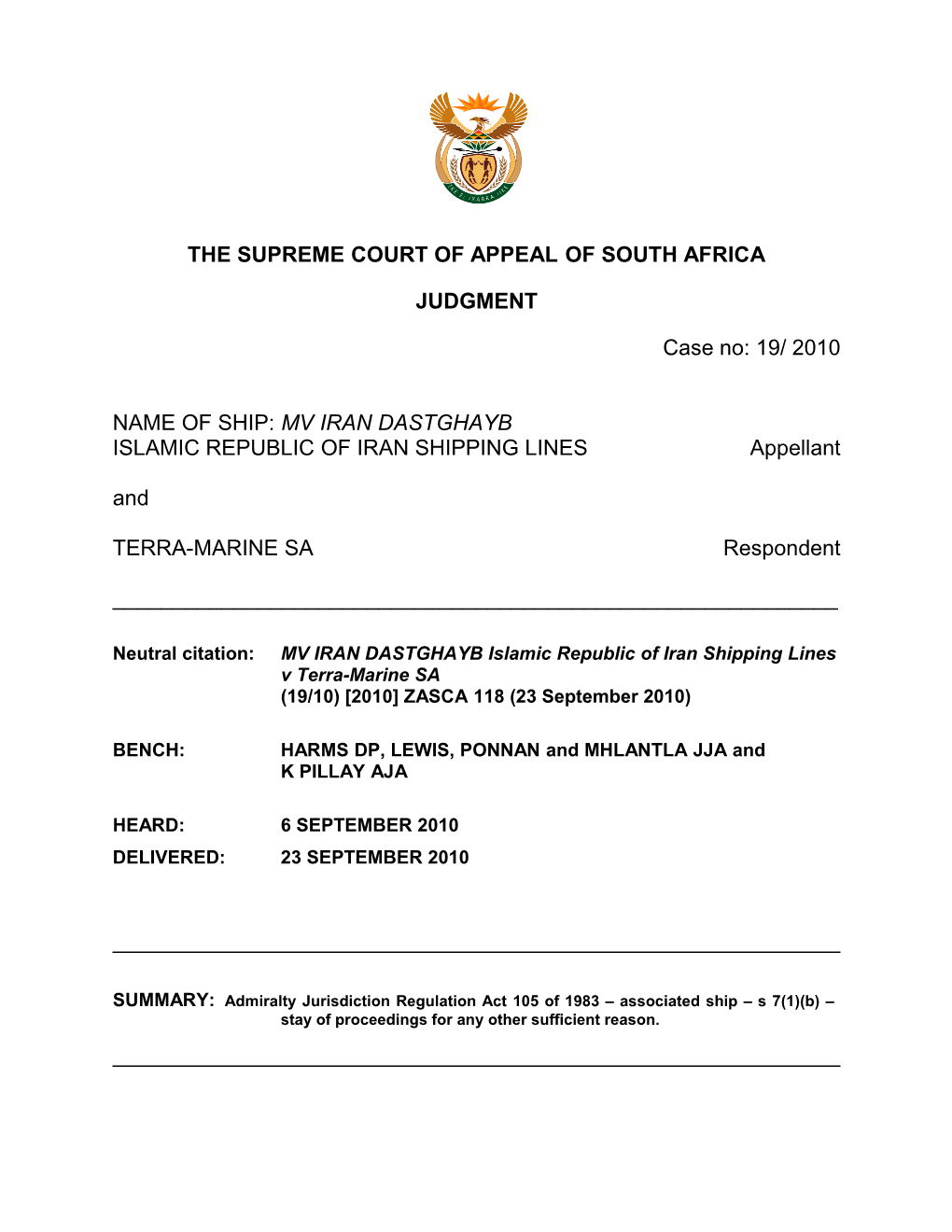 The Supreme Court of Appeal of South Africa s8