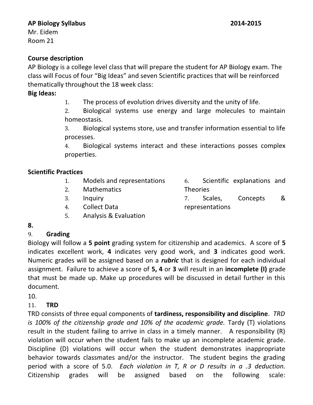 AP Biology Syllabus 2014-2015