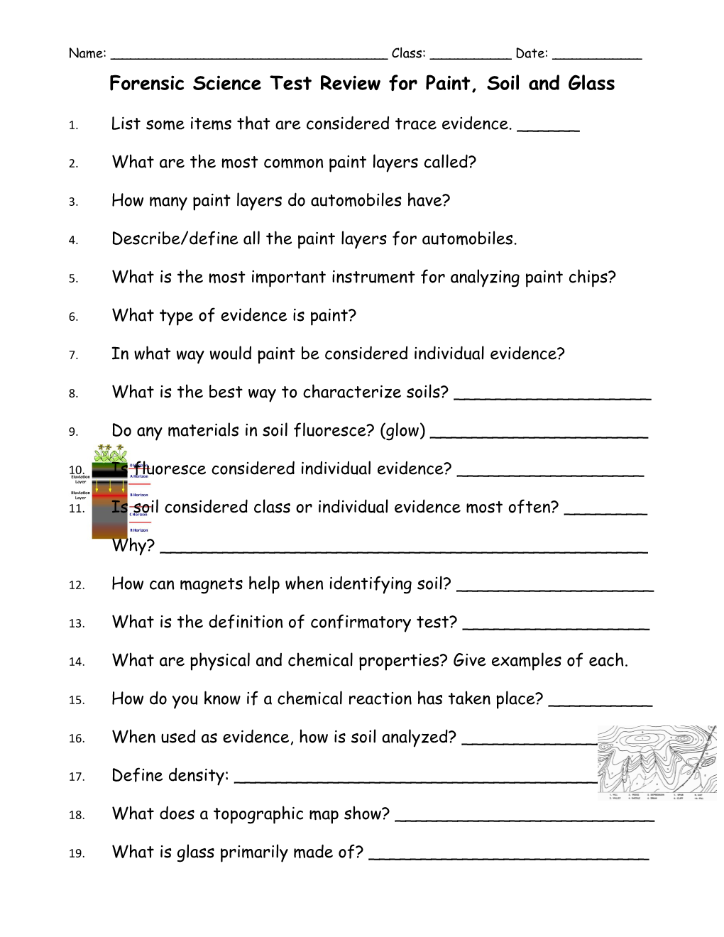 Forensic Science Test Review for Paint, Soil and Glass