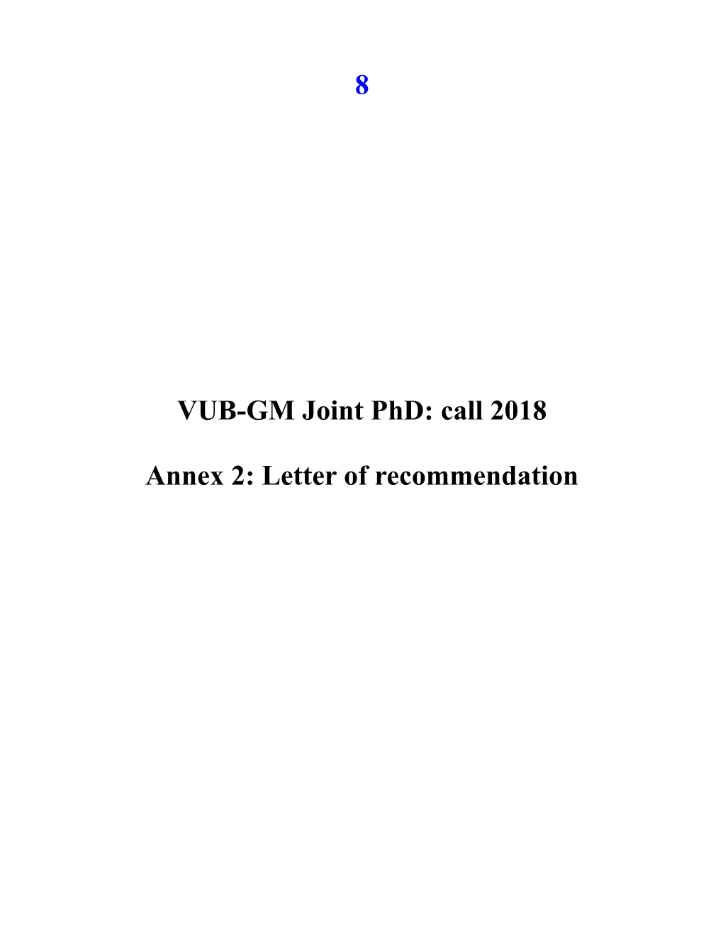 VUB-GM Joint Phd: Call 2018