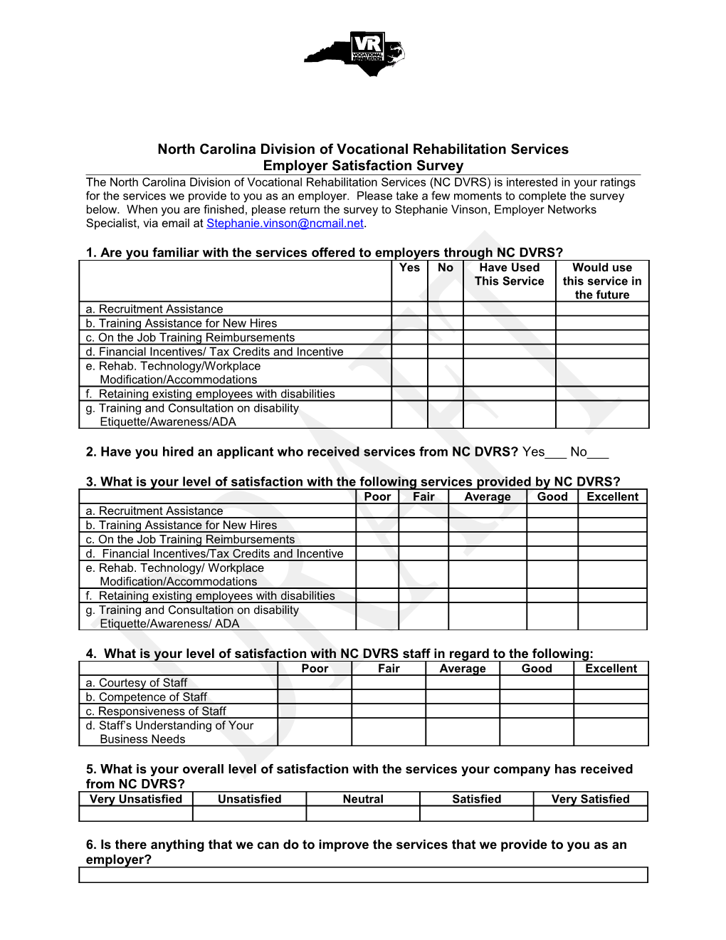 North Carolina Division of Vocational Rehabilitation Services