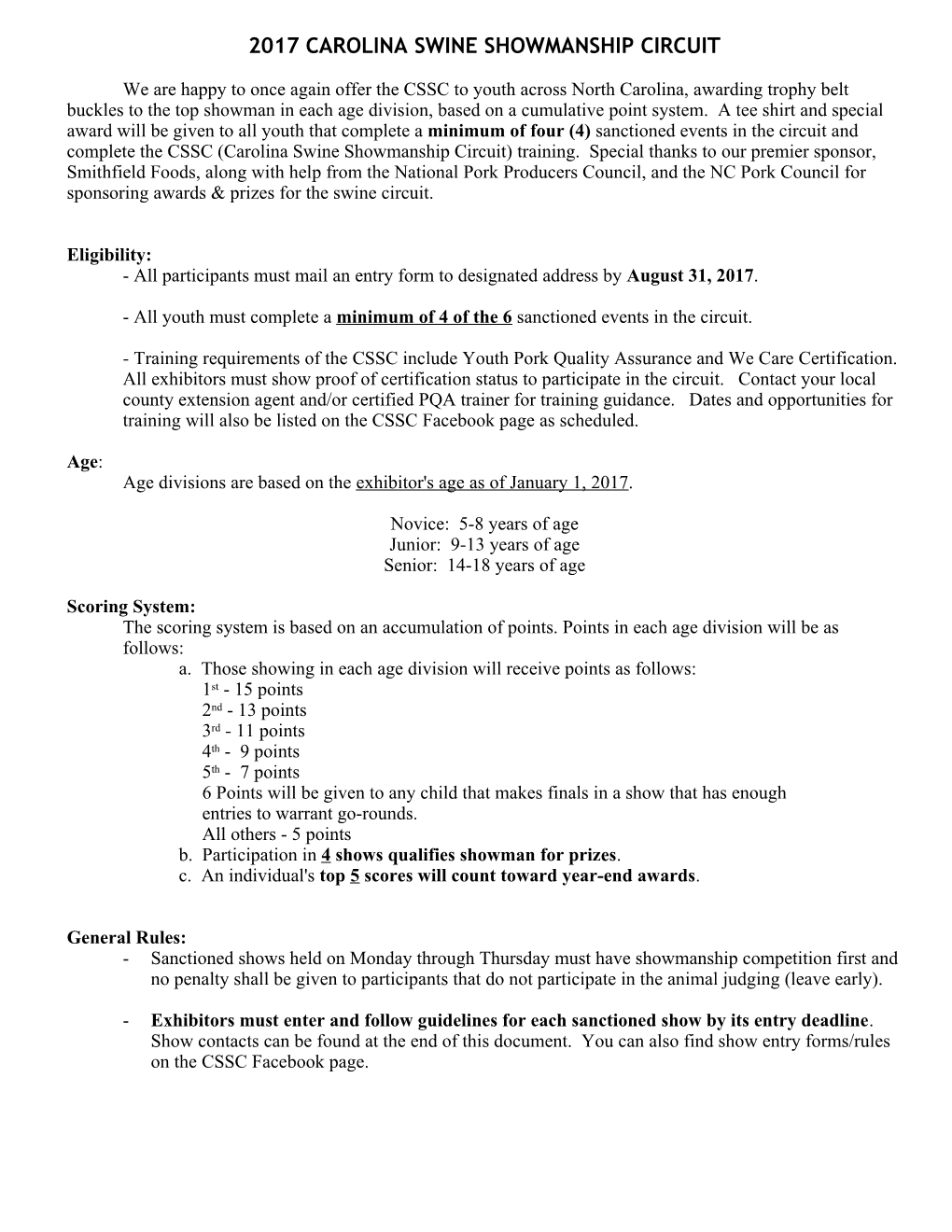 Eastern Carolina Showmanship Circuit