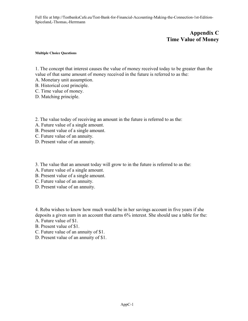 Appendix C Time Value of Money