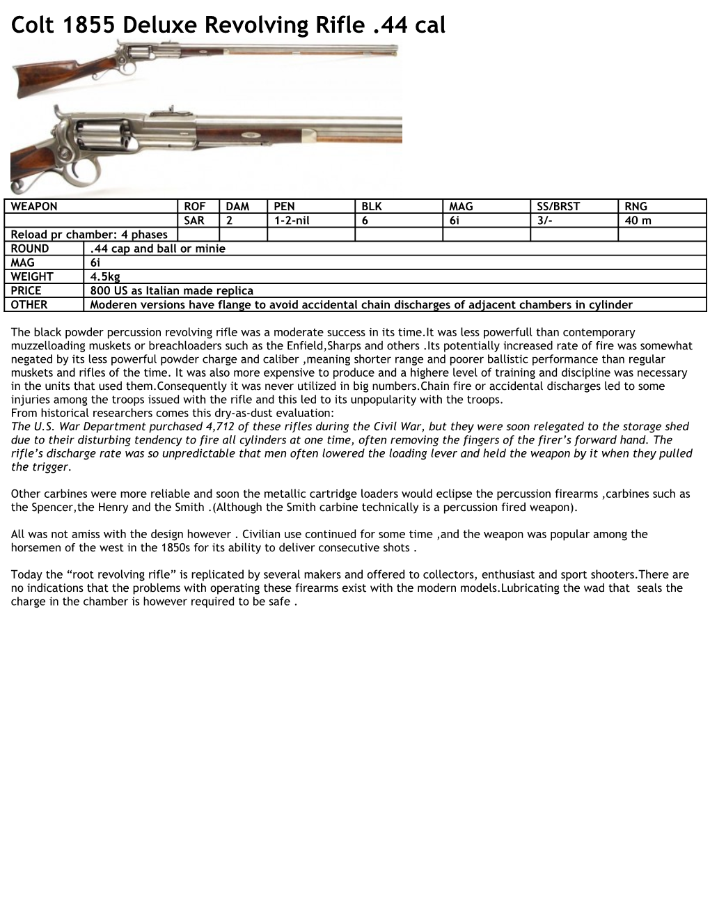 Colt 1855 Deluxe Revolving Rifle