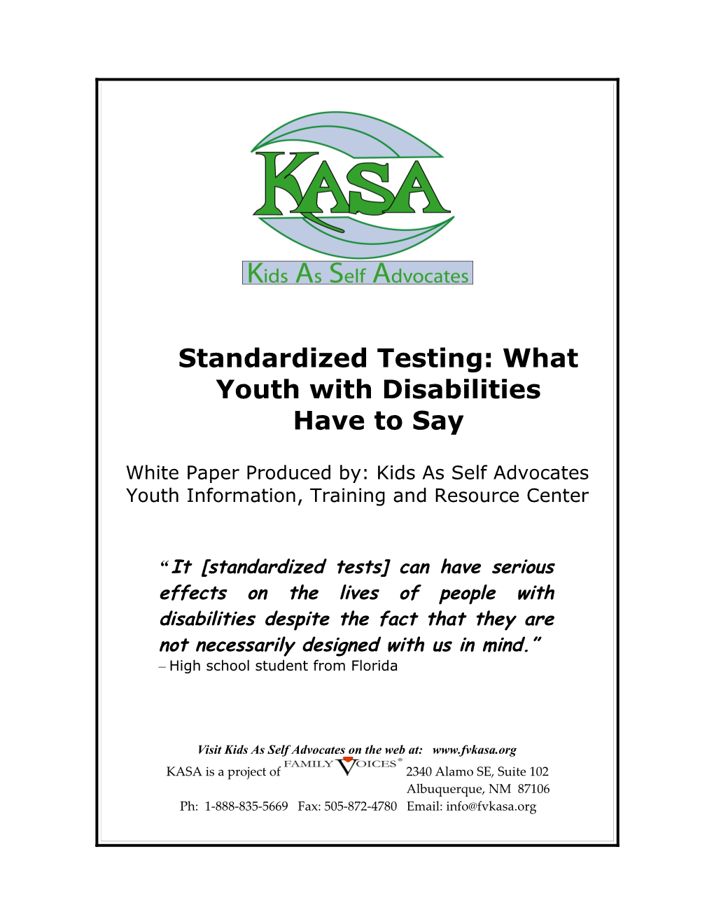 Standardized Testing White Paper