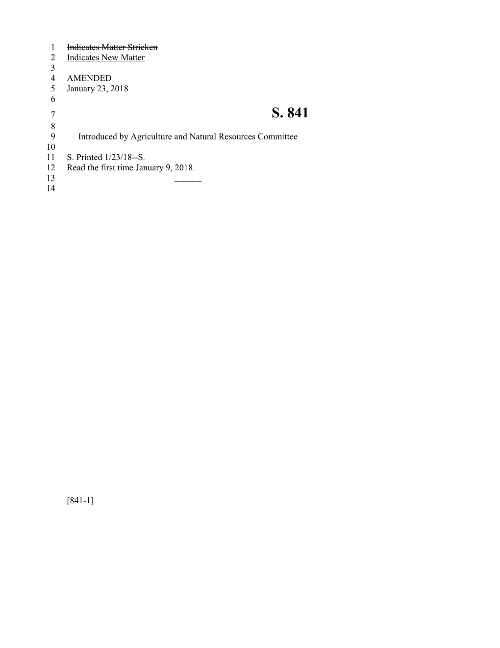 2017-2018 Bill 841 Text of Previous Version (Jan. 23, 2018) - South Carolina Legislature Online