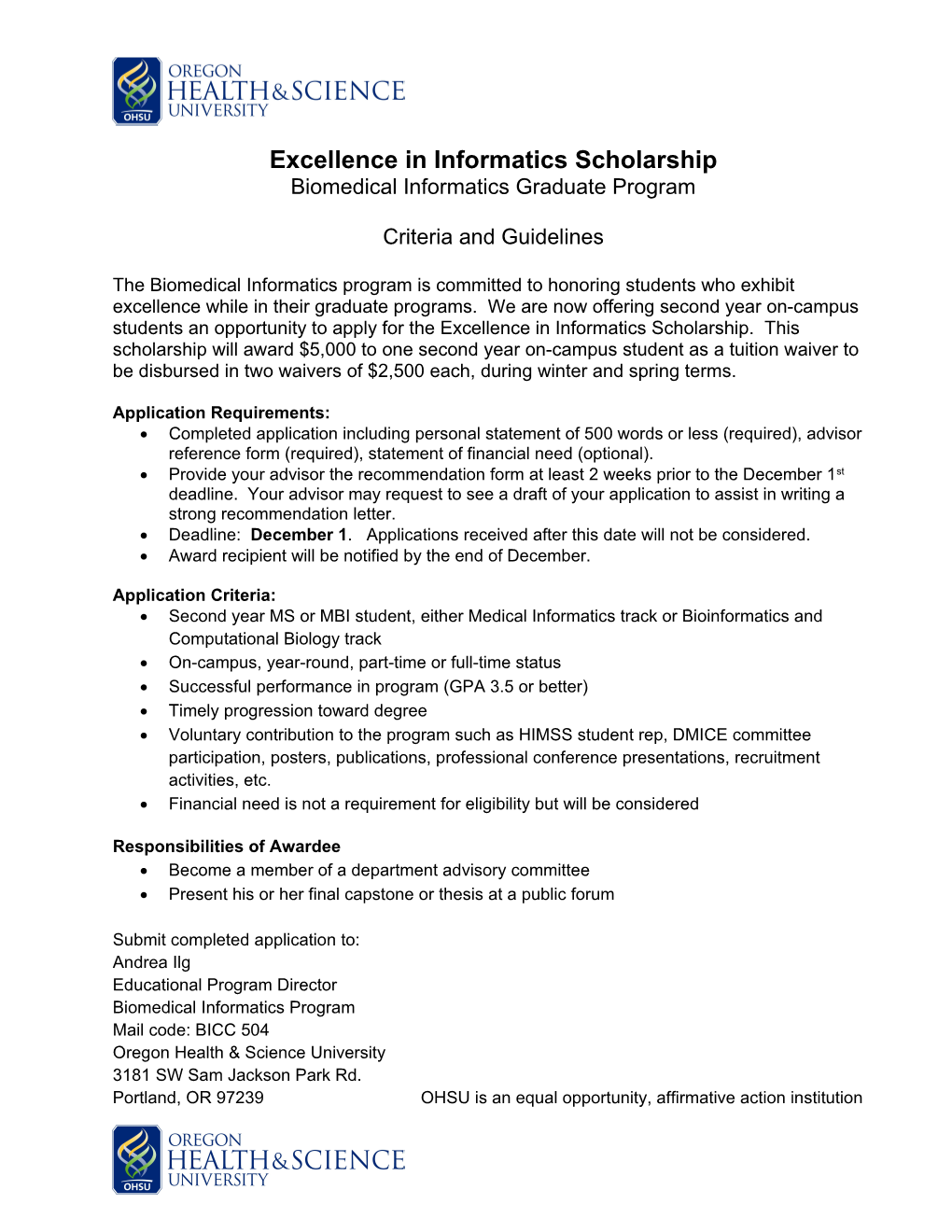 Excellence in Informatics Scholarship