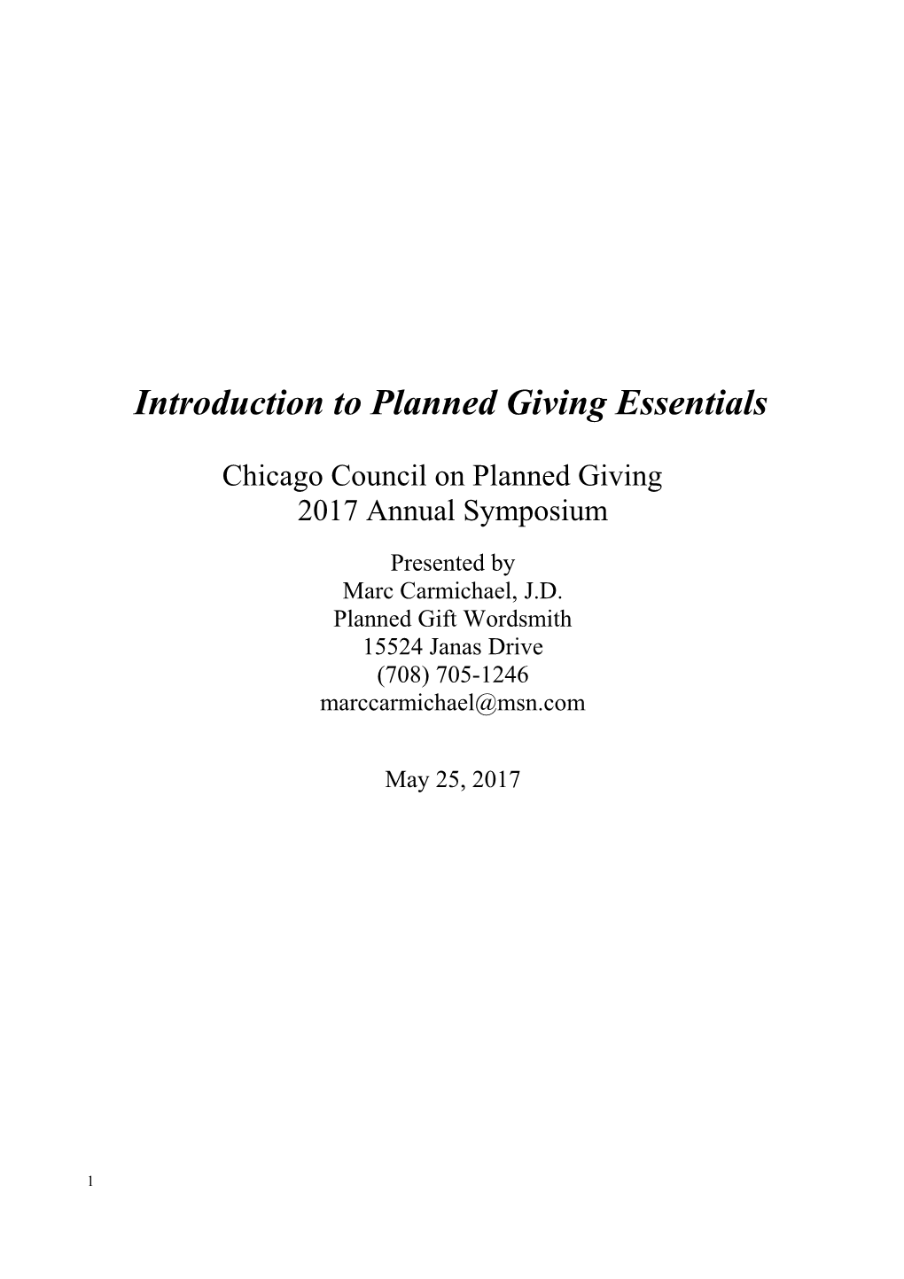 Introduction to Planned Giving Essentials