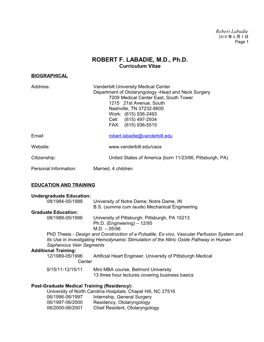 ROBERT F. LABADIE, M.D., Ph.D