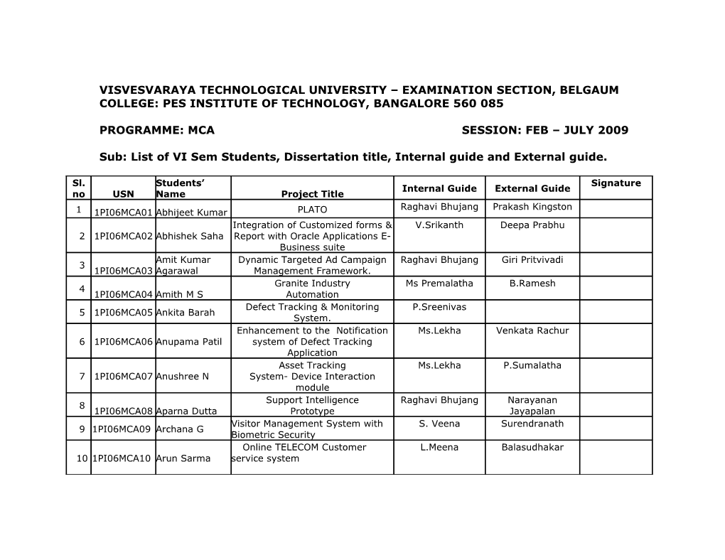 Visvesvaraya Technological University Examination Section, Belgaum