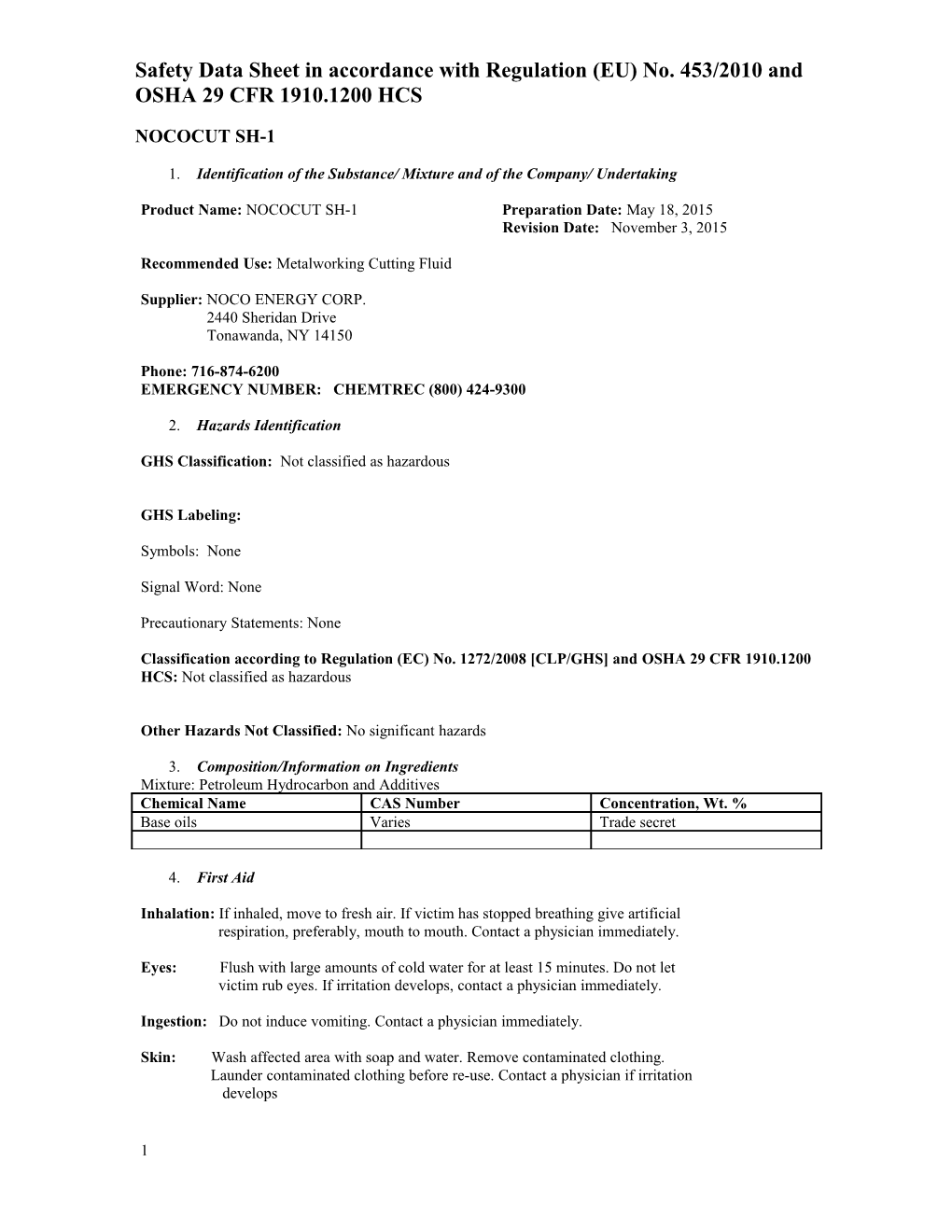 1. Identification of the Substance/ Mixture and of the Company/ Undertaking s3